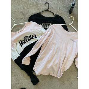 Women's Hollister Long Sleeve Tees L Black Pink White bundle